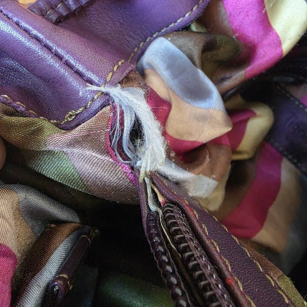 Tignanello Purse Soft Leather Hobo Shoulder Handbag Purple READ - Picture 10 of 14